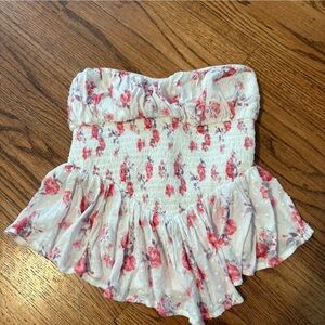 Floral Smocked Strapless Top
